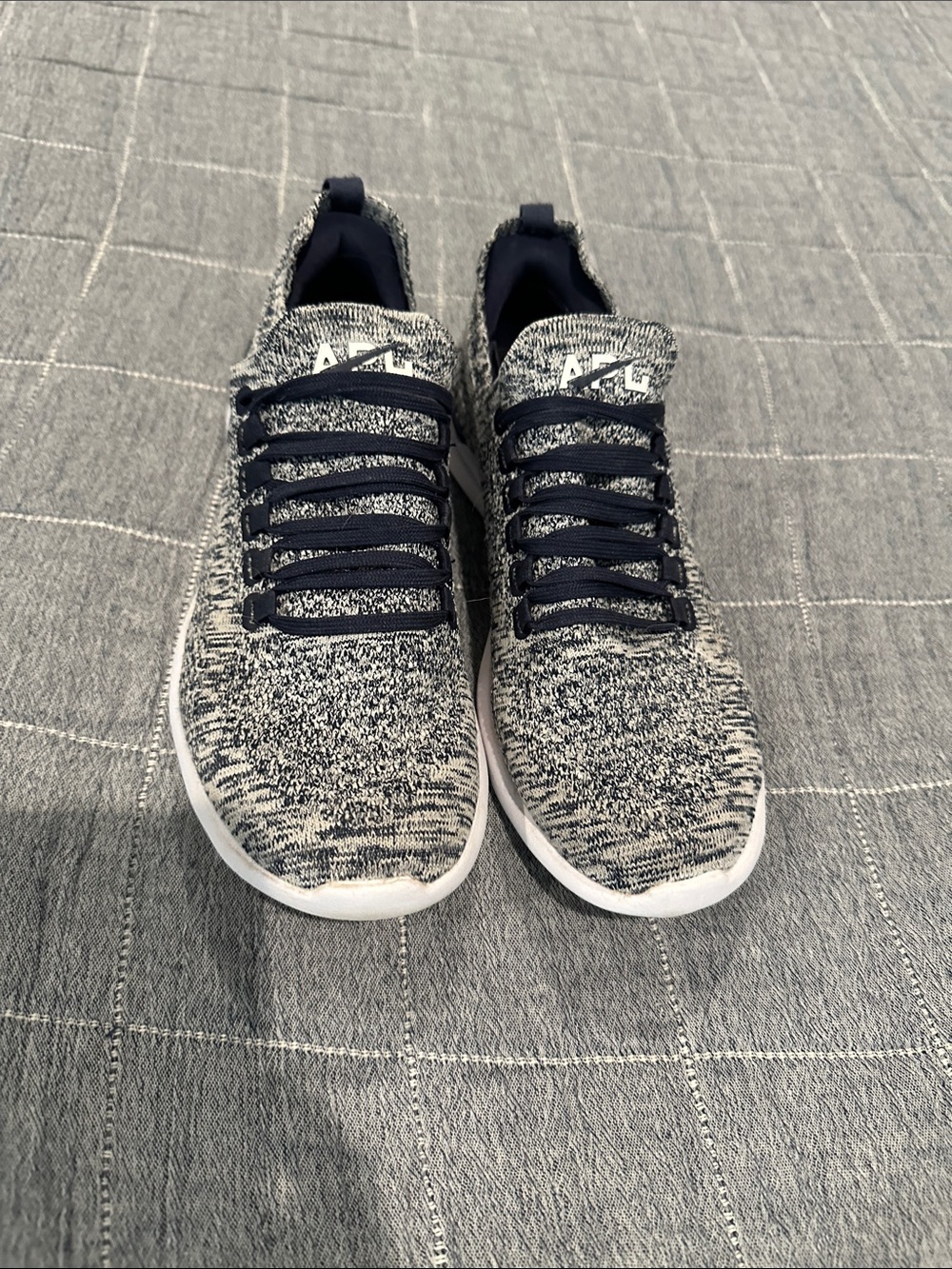 APL Knit Slip-On Sneakers in Navy and Heather Gray